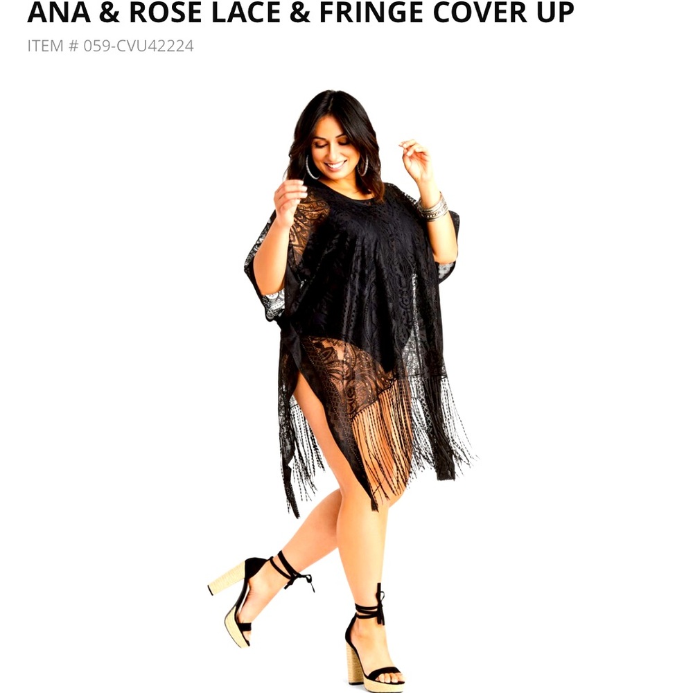 ANA & ROSE LACE & FRINGE COVER UP